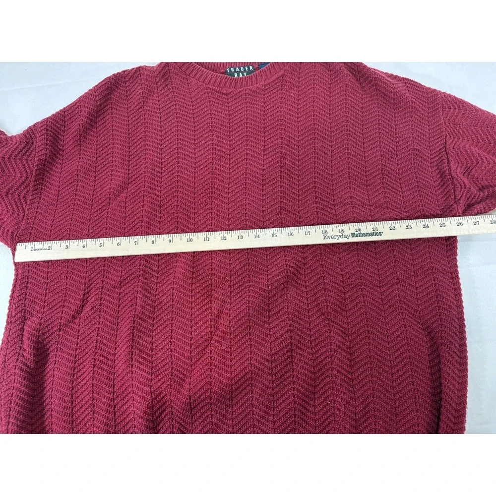 Trader Bay Vintage Cotton Sweater Men's XL USA Geometric Knit Red Crewneck 90s